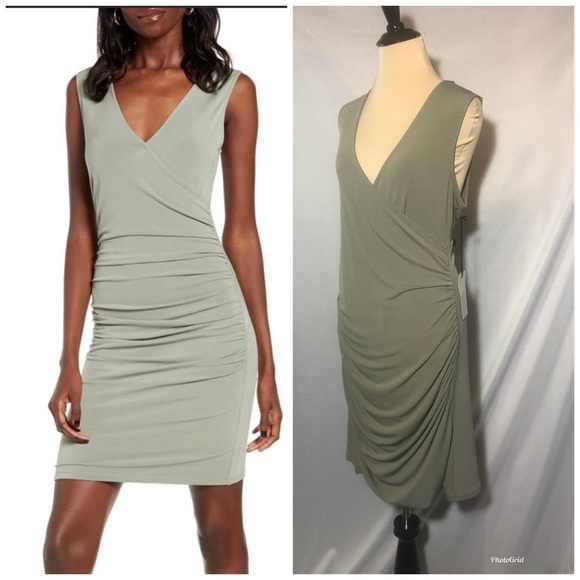 Leith Dresses & Skirts - LEITH Faux wrap BODYCON GREEN dress sz XL NEW